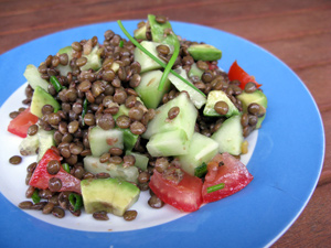 Salade lentilles avocat tomate