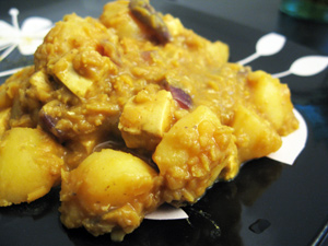 Curry lentilles tofu