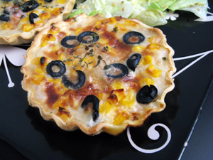 Tarte tomate maïs olives