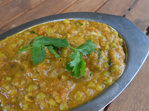 Curry de champignons et petits pois